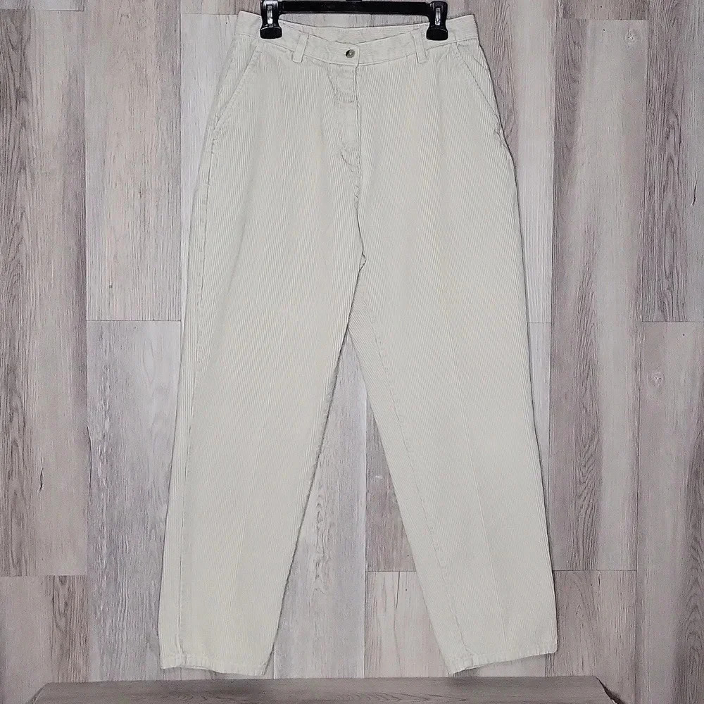 Woolrich Vintage Womens Corduroy Cream Button Zipper‎ Casual Pants Size 12